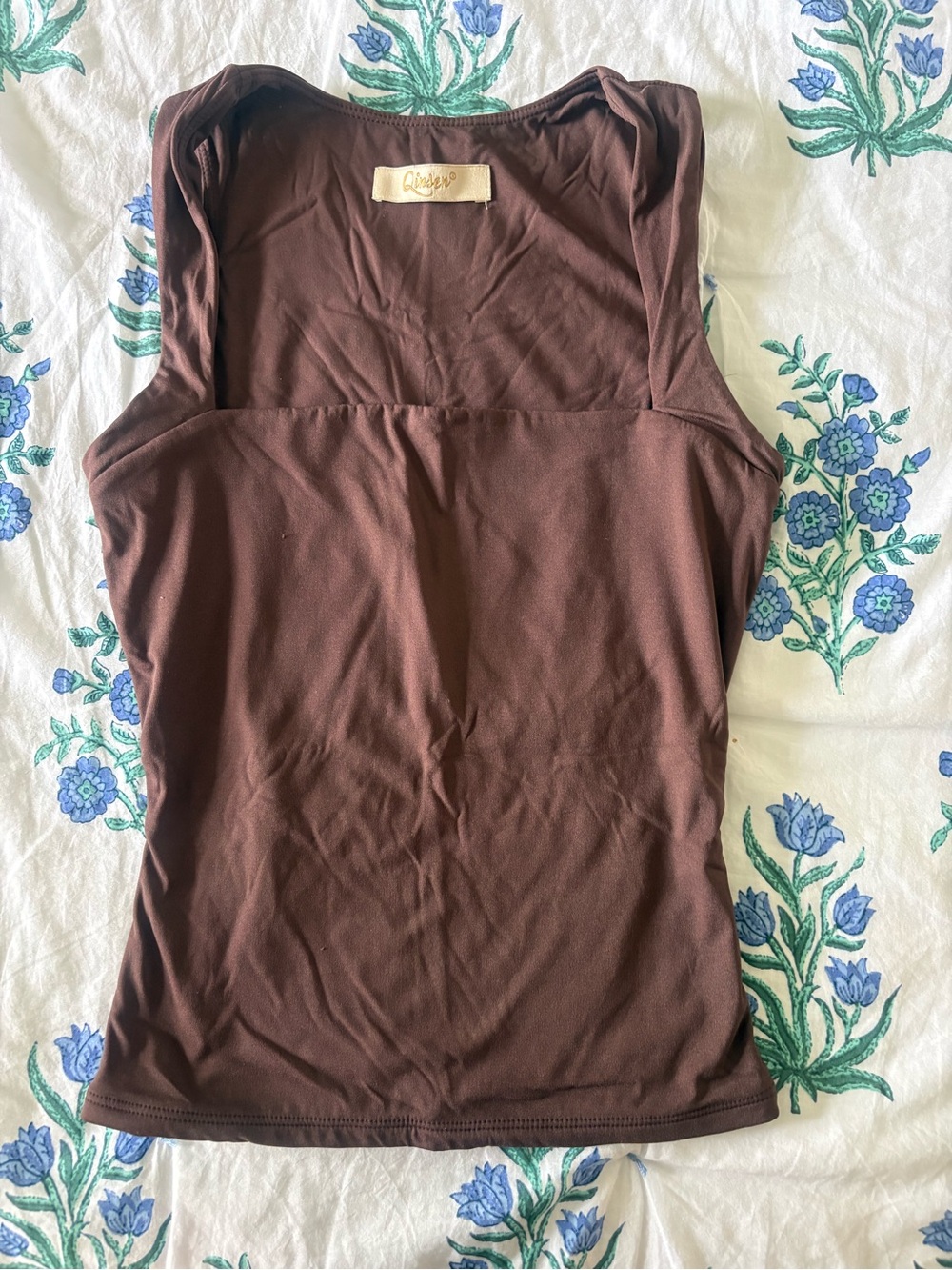 Aritzia Brown Square Neck Tank Top